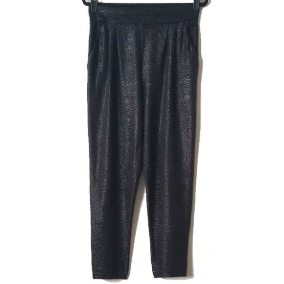 BCBGeneration Pants - BCBG Textured Pull On Baggy Ankle Pants M Black Pockets